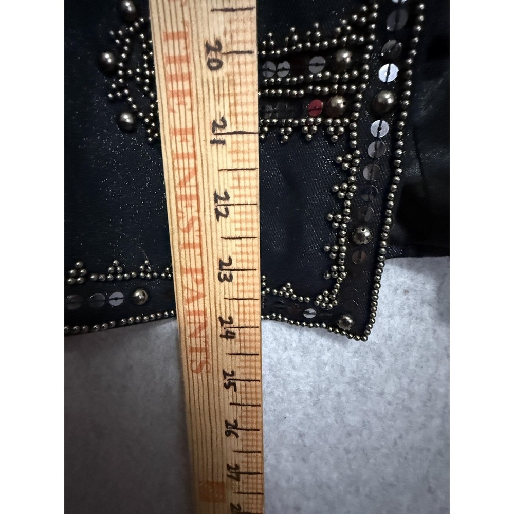 Chico's Jacket Womens 2 Black Beaded Sequin‎ Military Open Front Lined Party - Picture 4 of 15